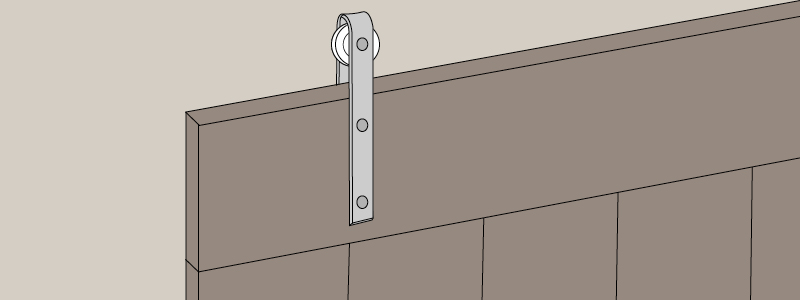 illustration of hanging hardware installed on barn door